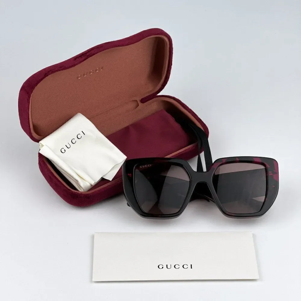 SALE! NEW Gucci GG0956S 008 Havana Violet Brown Cat Eye Unisex Sunglasses